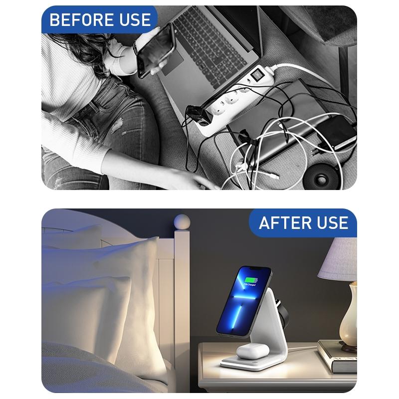 3 In 1 Magnetic Wireless Vertical Charger - White 9