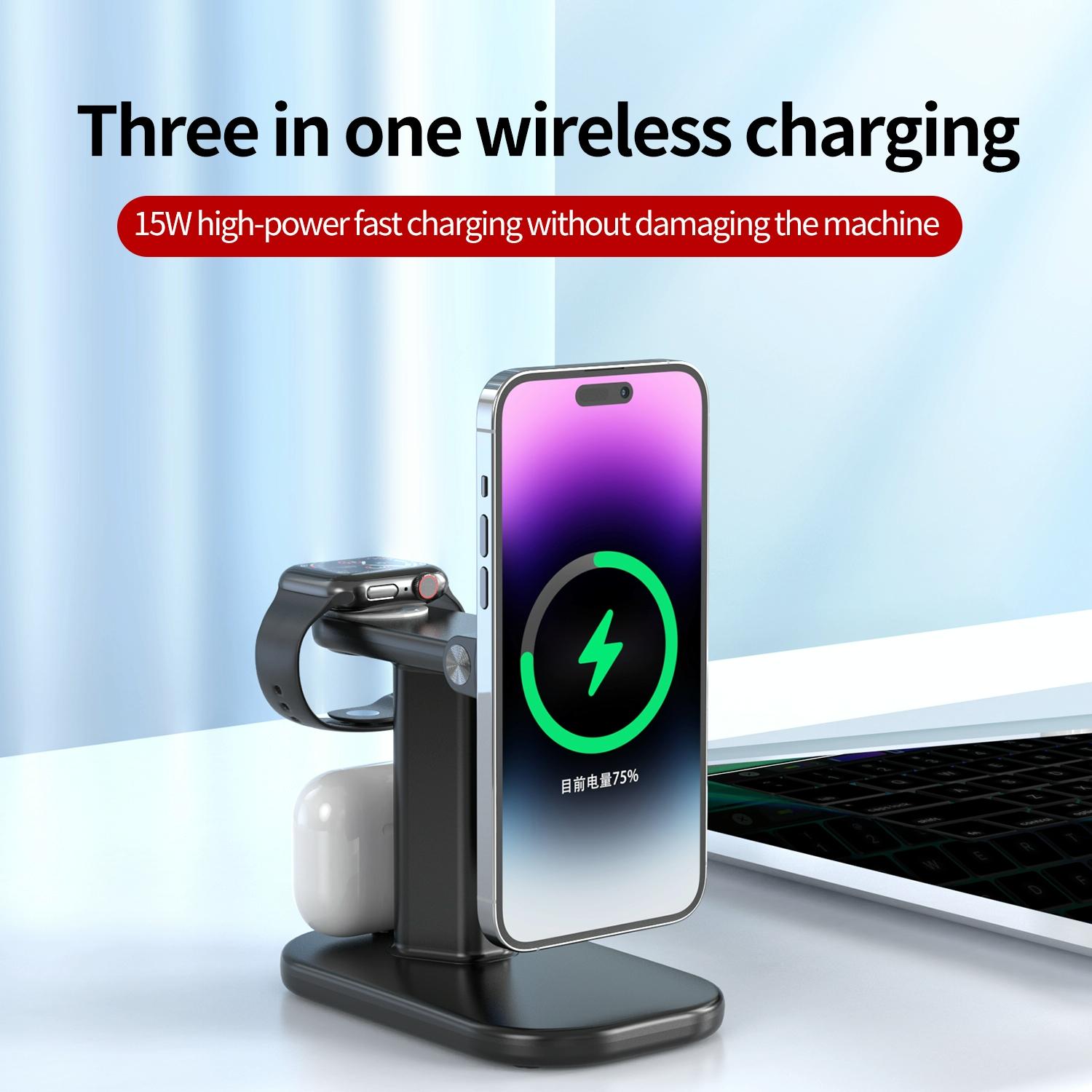 3 In 1 Magnetic Wireless Charger Stand 15W - White 6