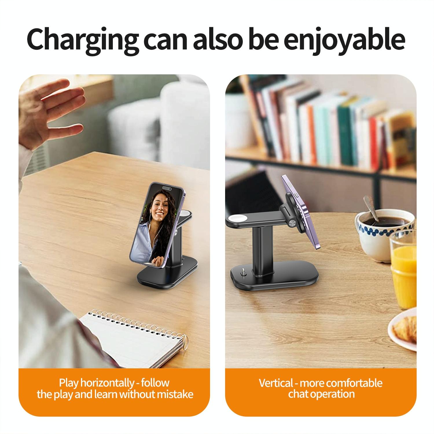 3 In 1 Magnetic Wireless Charger Stand 15W - White 11
