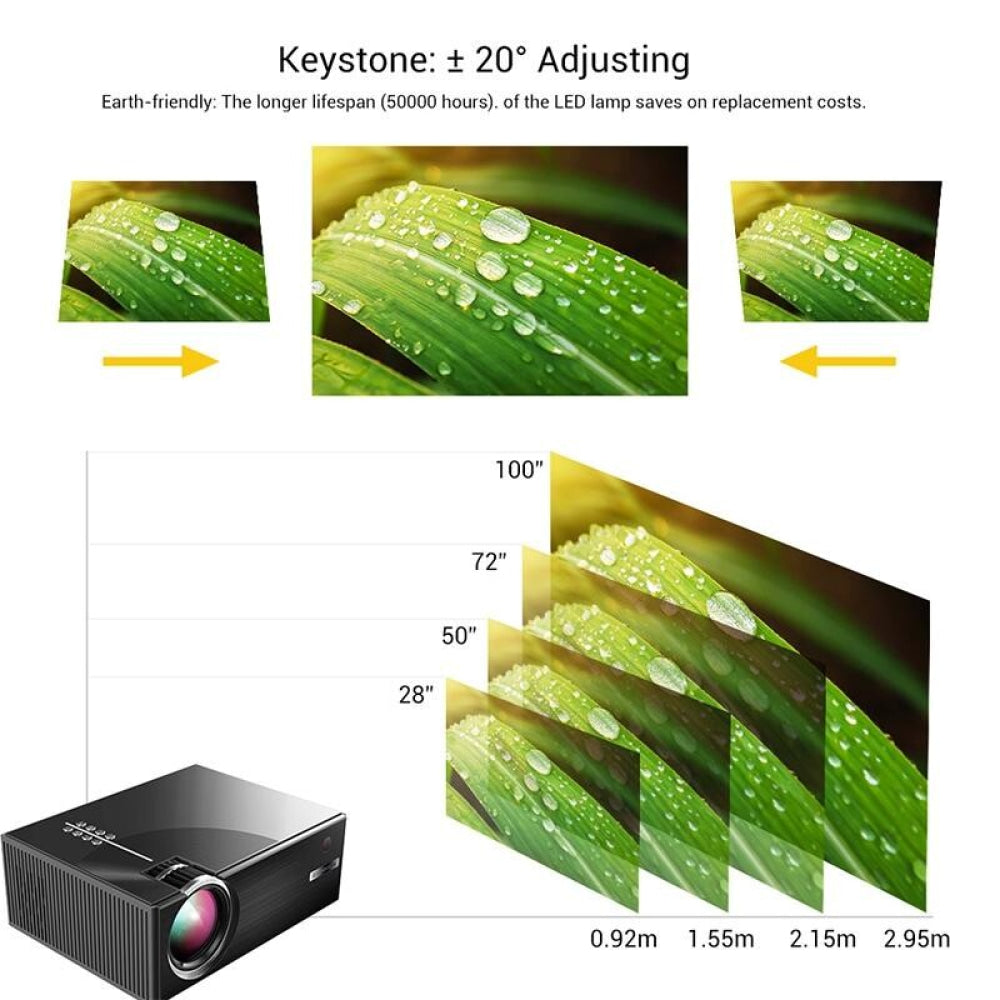 Smart Projector 1800 Lumens 720P / 1080P Hd Hdmi / Usb / Vga / Av / Sd - White 10