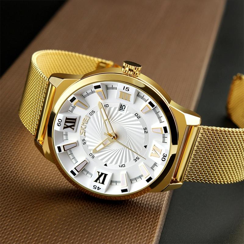 Stylish 30m Waterproof Metal Quartz Men Watch - White 7