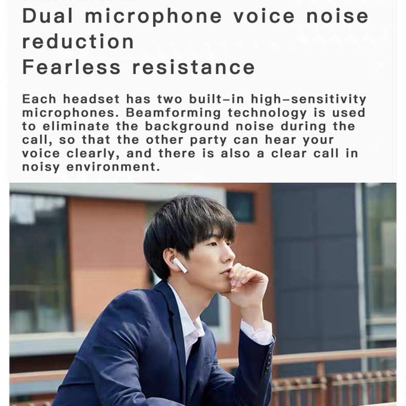 Wireless Dual Mic Noise-cancelling Earbuds with Charging Case - White 5