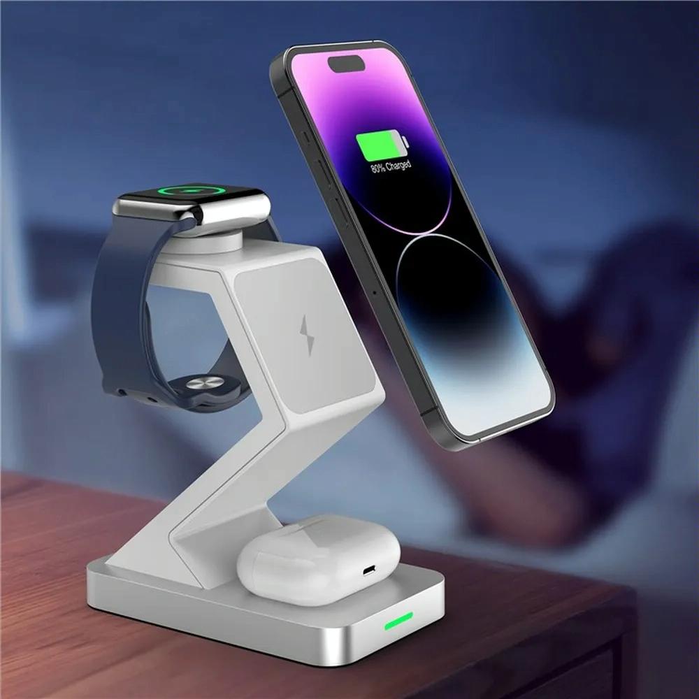 15W 3 In 1 Magnetic Wireless Charger For Iphone Watch Airpods - White 7