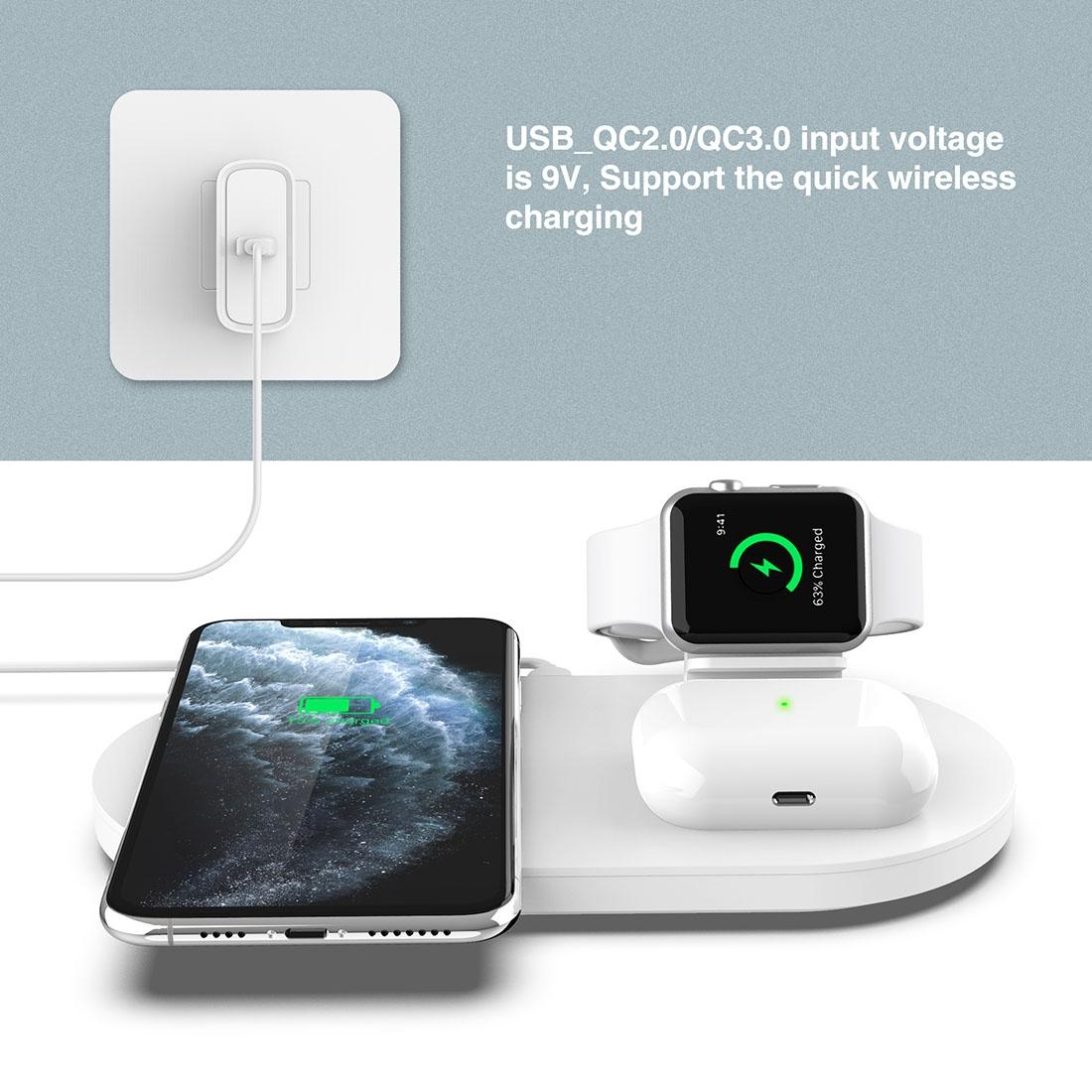 3 In 1 Wireless Charger For Phones Iwatch Airpods - White 7