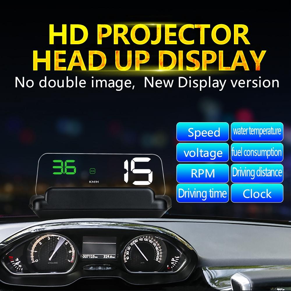 Virtual Hd Car Hud Display Speed Rpm Water Temp Oil Consumption Distance / Time Voltage Over Speed Alarm - White 6