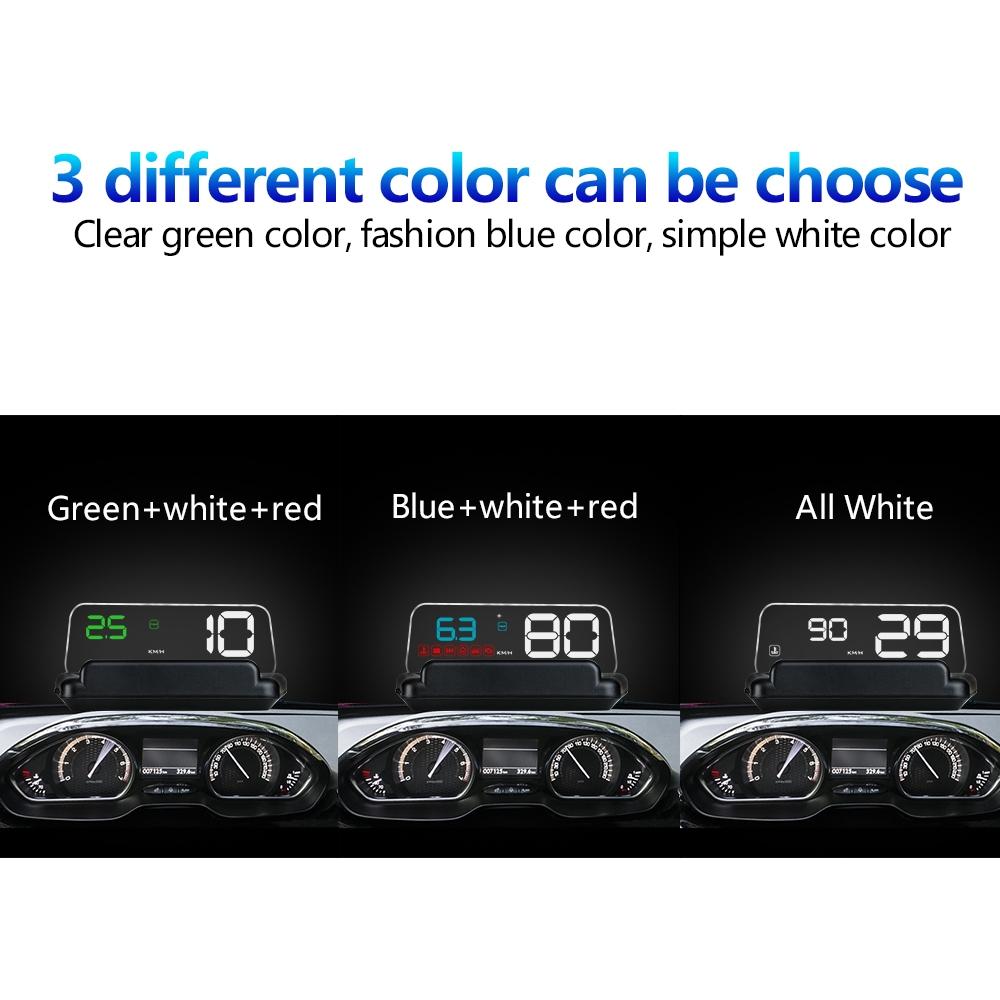 Virtual Hd Car Hud Display Speed Rpm Water Temp Oil Consumption Distance / Time Voltage Over Speed Alarm - White 12