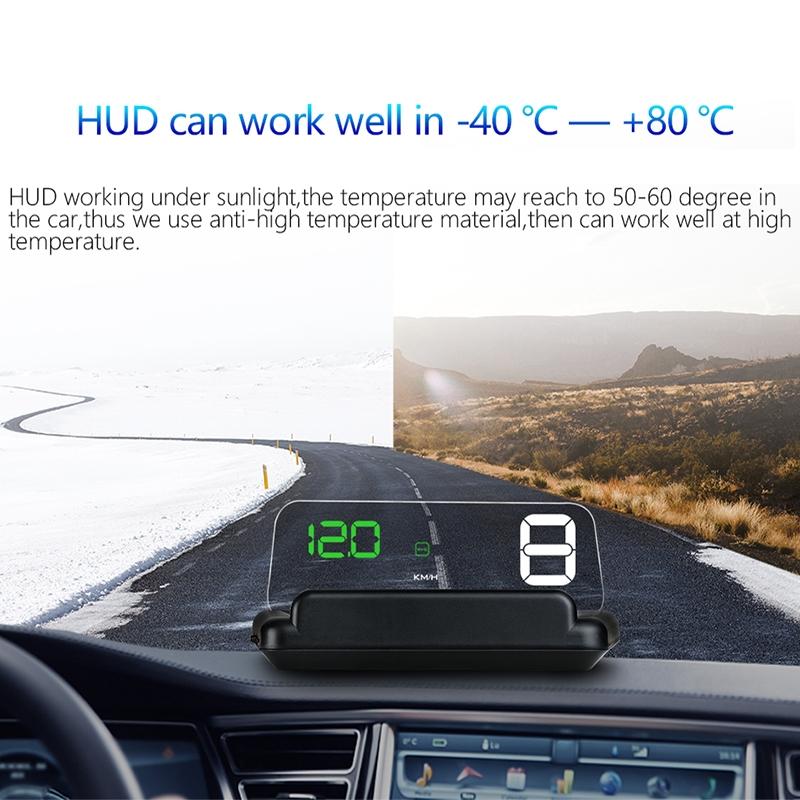 Virtual Hd Car Hud Display Speed Rpm Water Temp Oil Consumption Distance / Time Voltage Over Speed Alarm - White 14