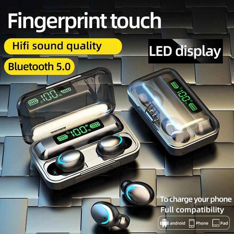 Wireless Noise-cancelling Earbuds with Breathing Light & Digital Display - White 3