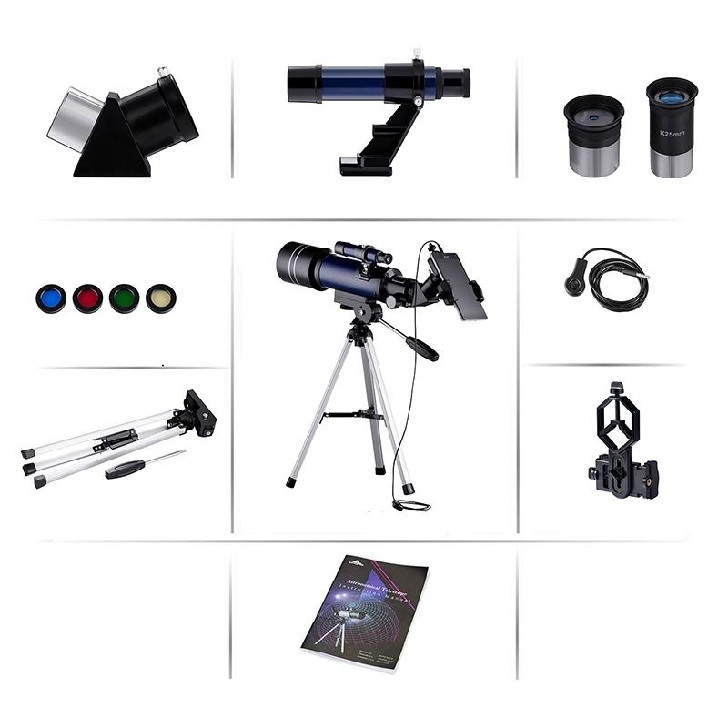 High Definition Astronomical Telescope with Tripod and Phone Clip - White 4
