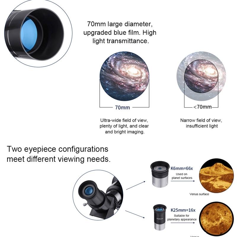 High Definition Astronomical Telescope with Tripod and Phone Clip - White 6