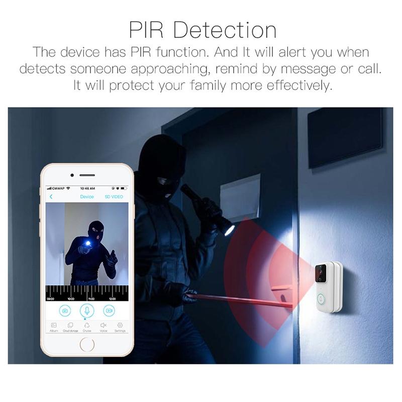 Smart Wifi Video Doorbell With App Control & Pir Detection - 720P 8