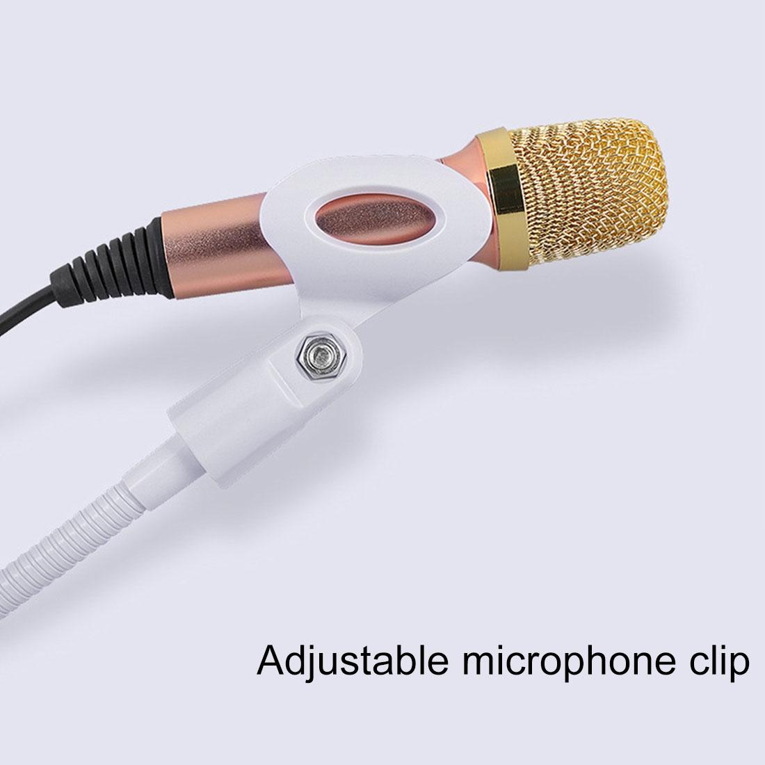 Universal Cell Phone Holder with Selfie Ring Light Microphone Clip & 3-colour Light Adjustment for Studio Recording Live Broadcast Ktv White 5