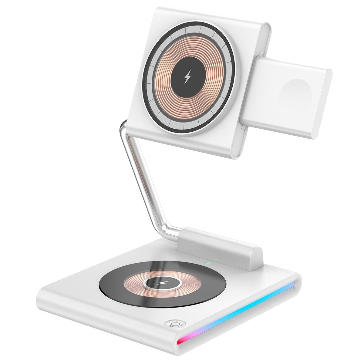 15W Foldable Magnetic Wireless Charger - White 15