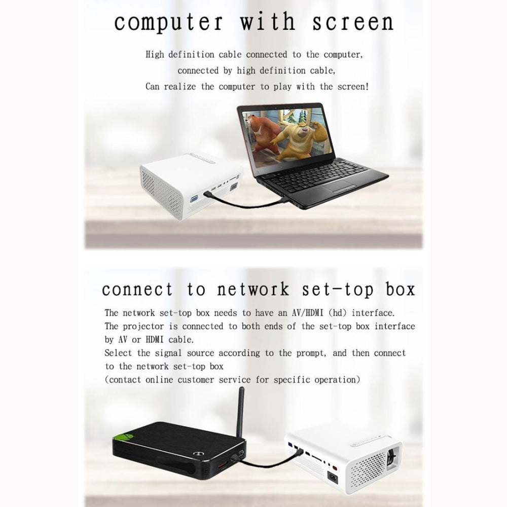 Mini Led Projector 1800 Lumens For Home Theater - Hdmi / Av / Sd / Usb / Vga Support - White Mobile Phone Version 8