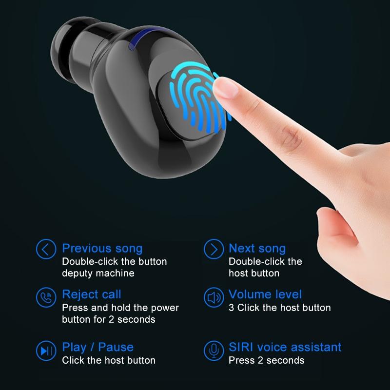Waterproof Touch Wireless Bluetooth Earphones with Charging Box - 5.0 - White 8
