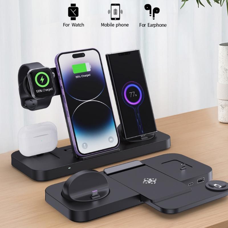 6 In 1 Foldable Vertical Wireless Charger - White 4