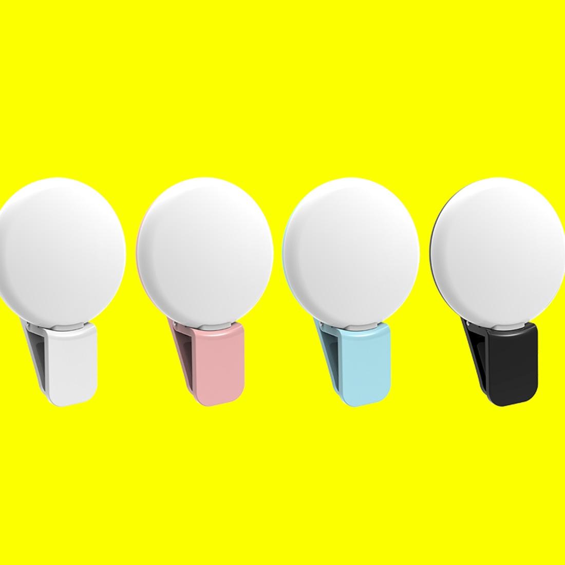 Portable Mini Beauty Light for Smartphones - 3 Brightness Levels 9 Led Warm / White - Iphone Galaxy Huawei Xiaomi Lg Htc - White 12