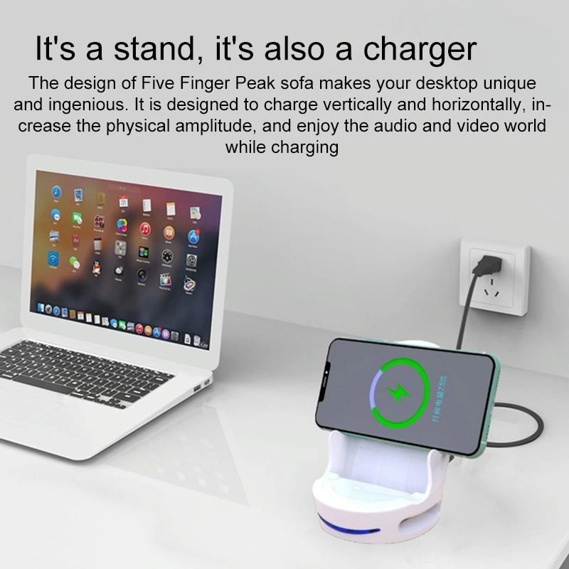 15W Magnetic Wireless Charger Stand For Sofa Phone - White 3