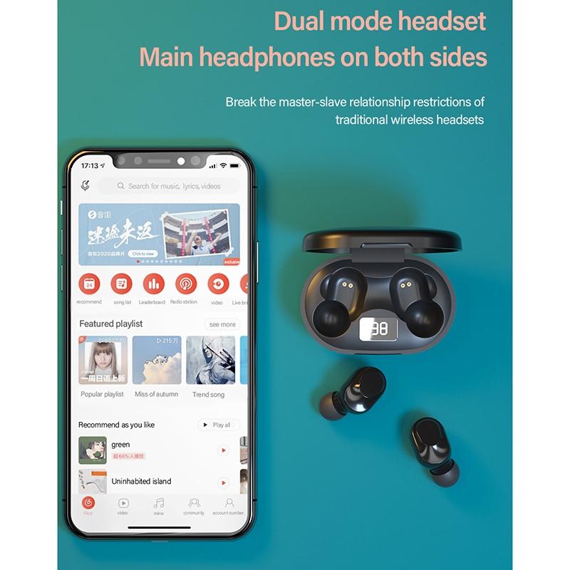 Wireless Bluetooth Earphone with Noise Reduction & Charging Box - Led Display 12