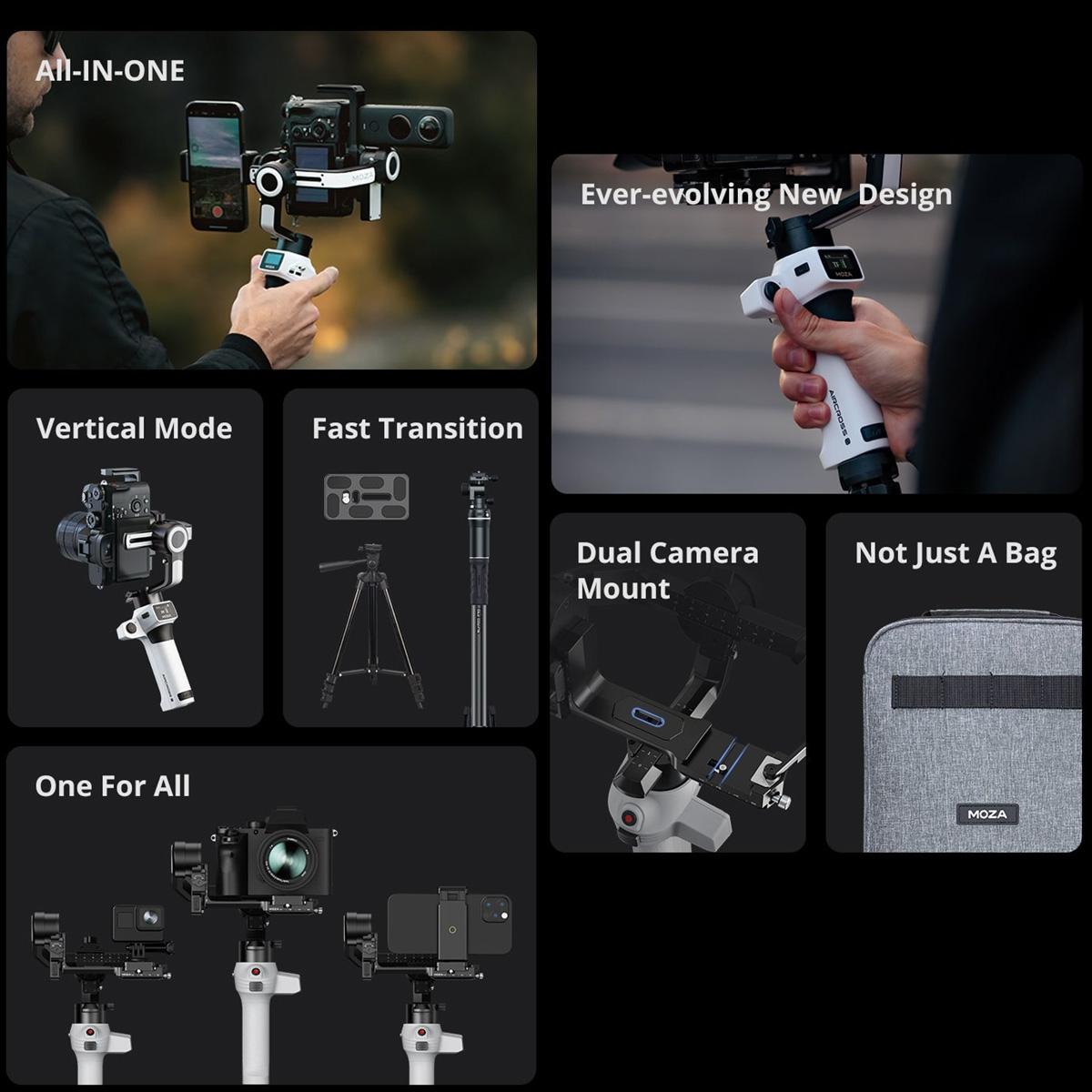 Aircross s 3 Axis Foldable Handheld Gimbal Stabilizer for Dslr Cameras and Smart Phone White 5