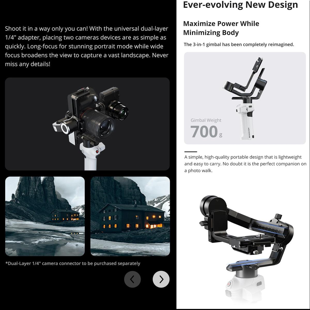 Aircross s 3 Axis Foldable Handheld Gimbal Stabilizer for Dslr Cameras and Smart Phone White 8