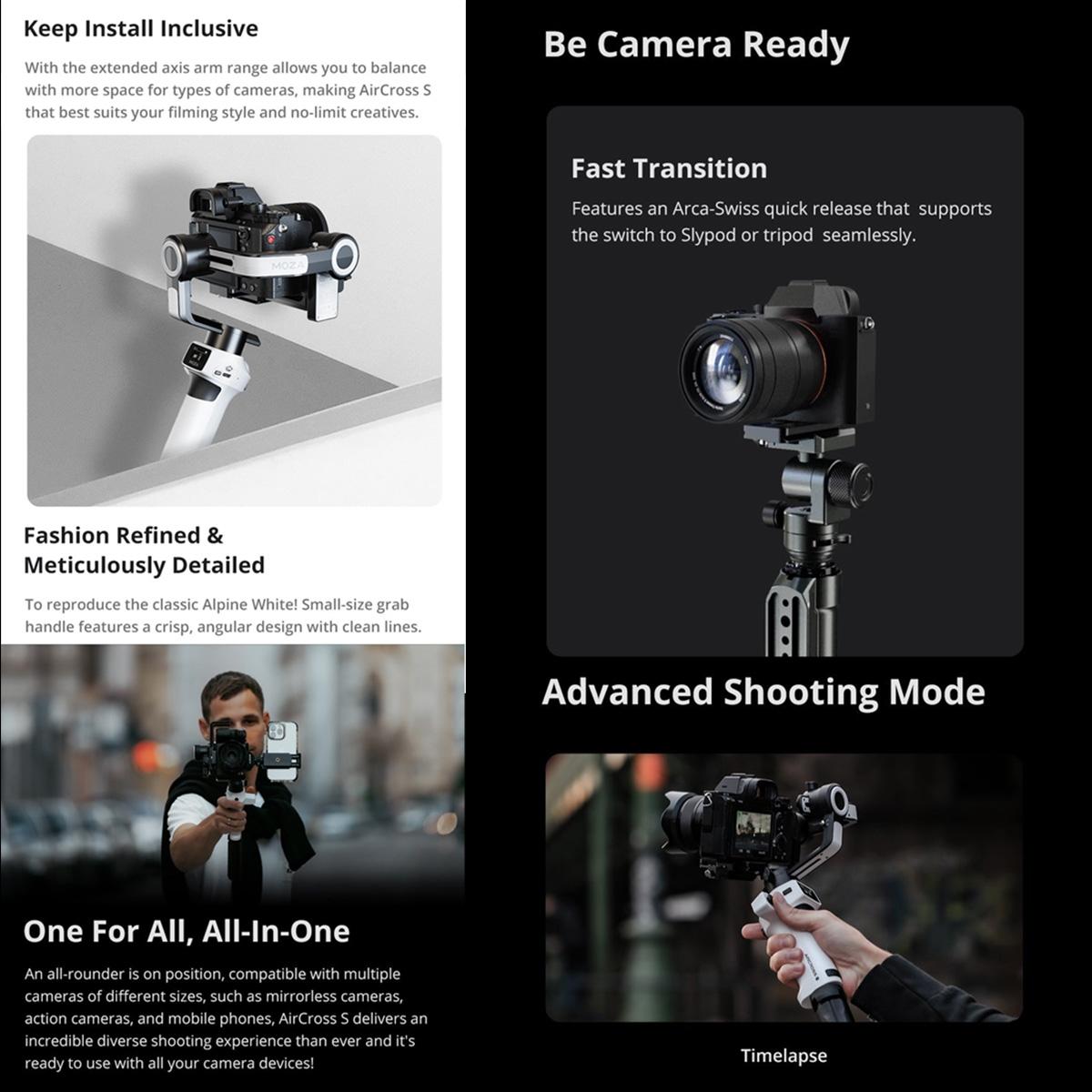 Aircross s 3 Axis Foldable Handheld Gimbal Stabilizer for Dslr Cameras and Smart Phone White 9
