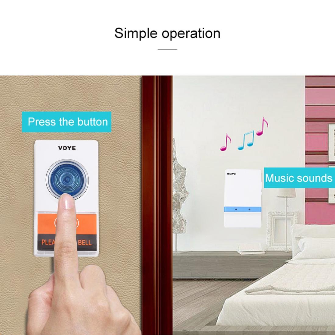 Home Music Remote Control Wireless Doorbell With 38 Polyphony Sounds White 12