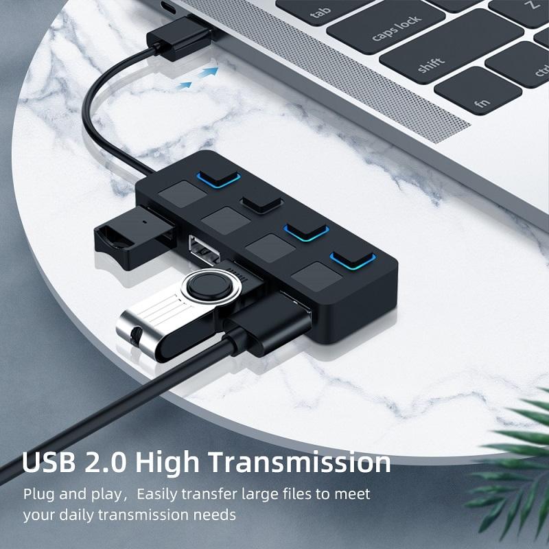 4-Port Usb 2.0 Hub With Switches - White 6
