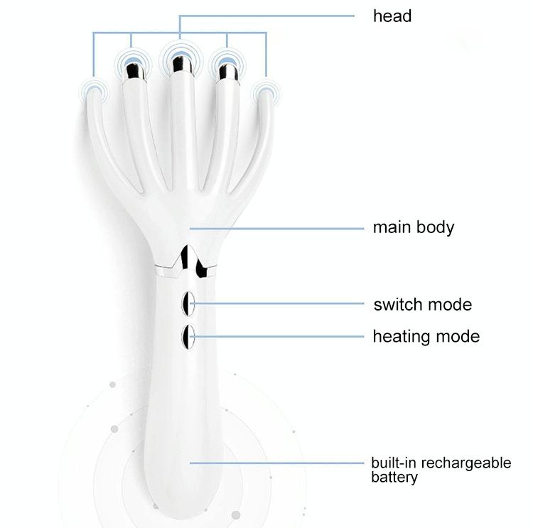 Rechargeable Mini Head Massager Comb White 4
