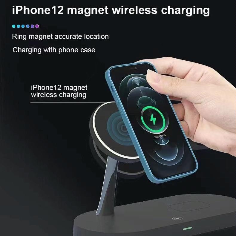 15W 5 In 1 Magnetic Wireless Charger For Iphone 12 & Apple Watch & Airpods - White 5