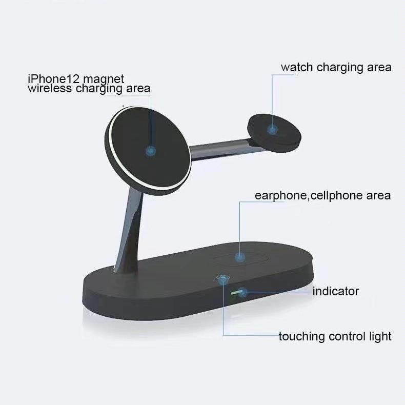 15W 5 In 1 Magnetic Wireless Charger For Iphone 12 & Apple Watch & Airpods - White 9
