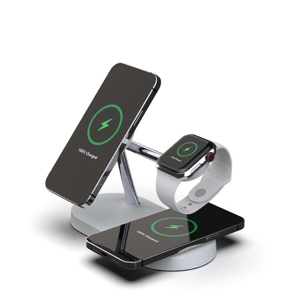 15W 5 In 1 Magnetic Wireless Charger For Iphone 12 & Apple Watch & Airpods - White 14