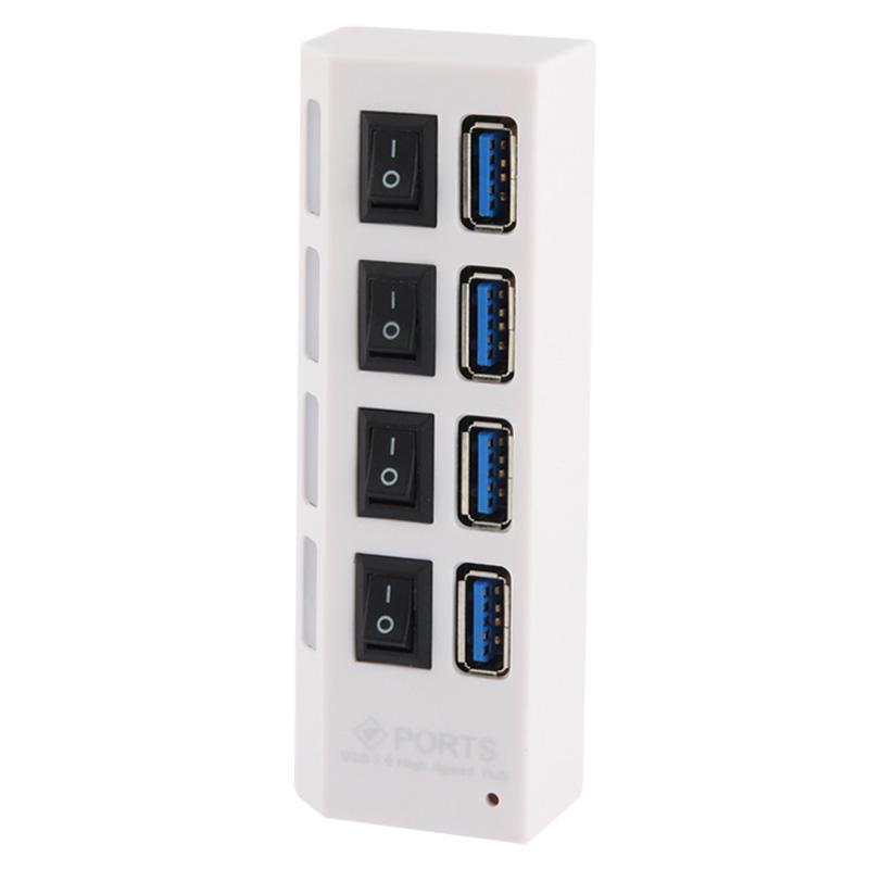 4-Port Usb 3.0 Hub 5Gbps Speed Plug & Play 1Tb Support - White 4