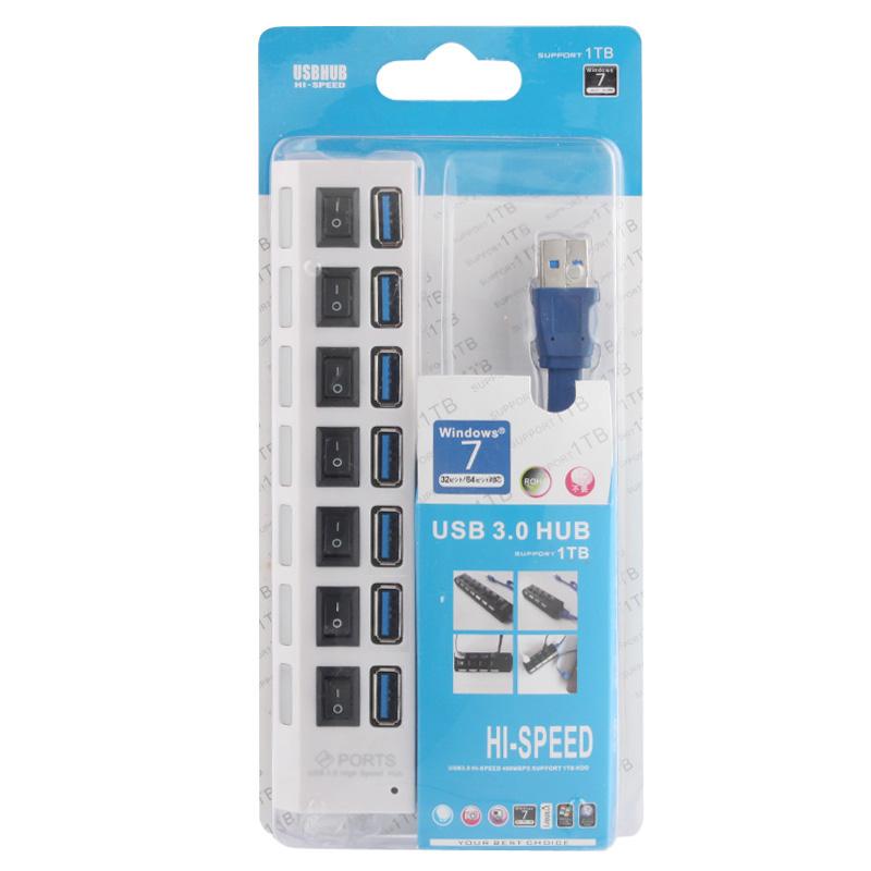7-Port Usb 3.0 Hub 5Gbps Plug & Play 1Tb Support - White 8