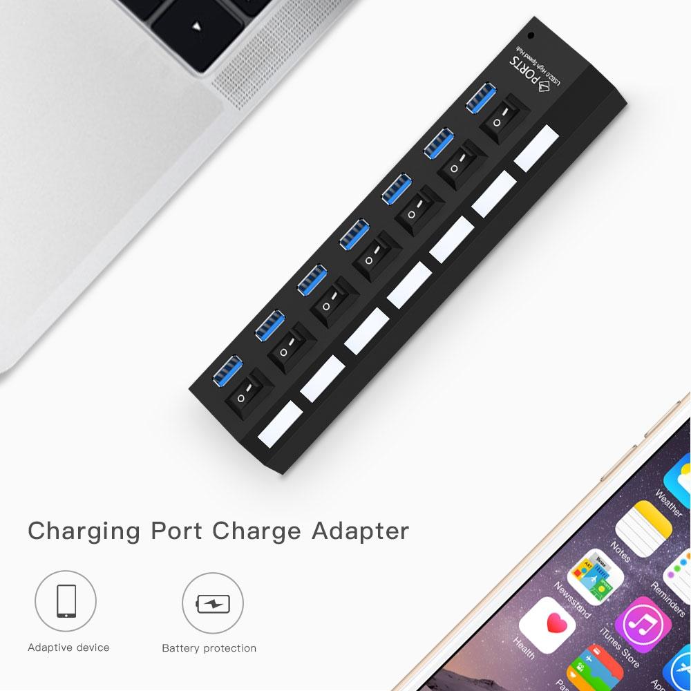 7-Port Usb 3.0 Hub 5Gbps Plug & Play 1Tb Support - White 12