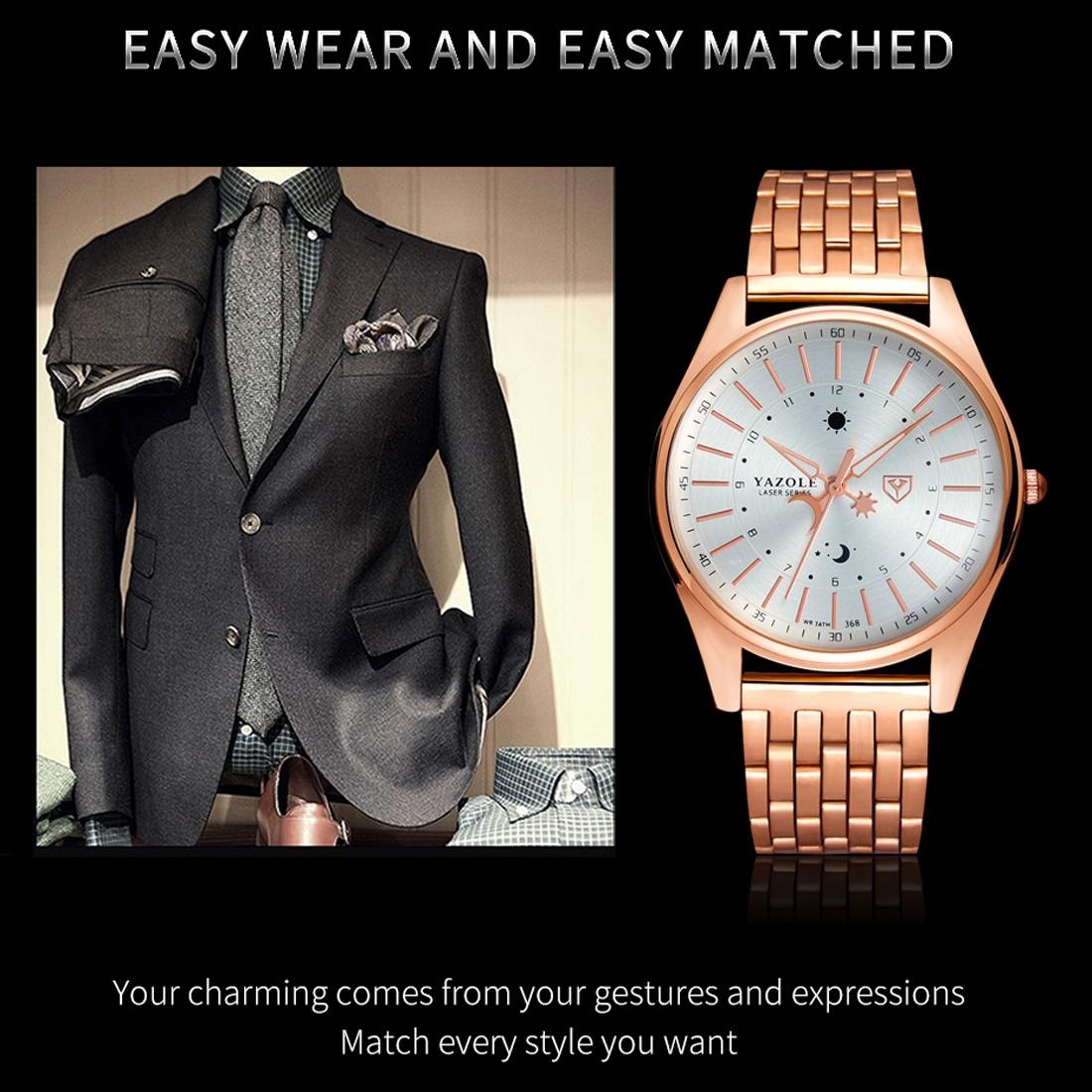 Men Business Quartz Watch with Steel Strap - 368 4