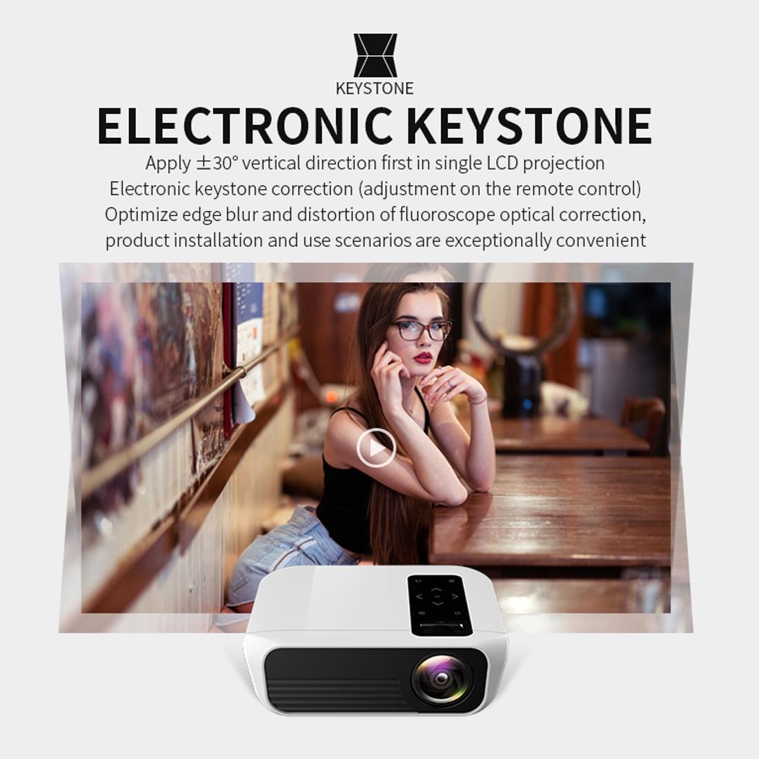1080P Mini Led Projector Hdmi Av Vga Usb Tf Mobile Phone Compatible White 8