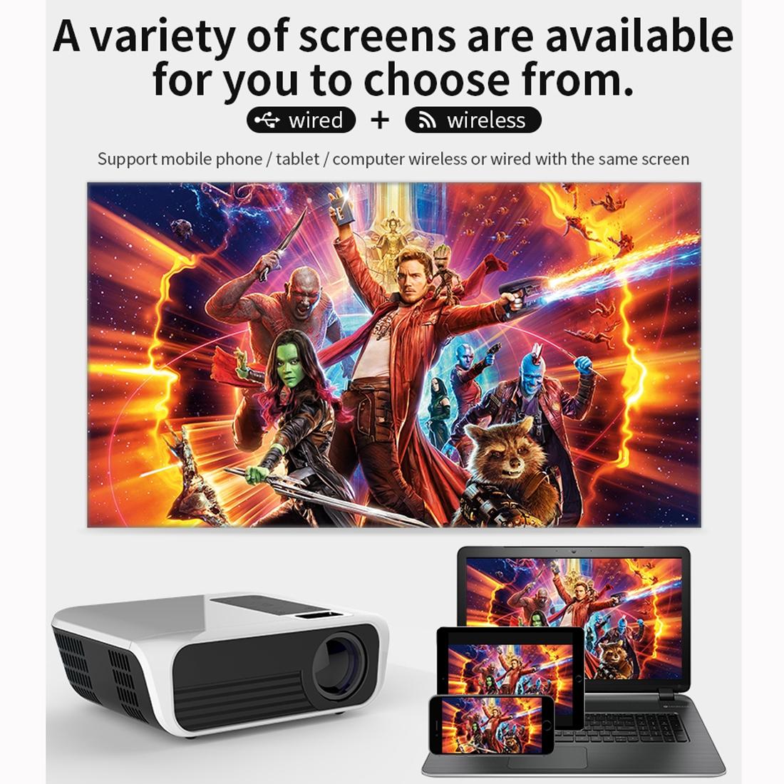 1080P Mini Led Projector Hdmi Av Vga Usb Tf Mobile Phone Compatible White 9