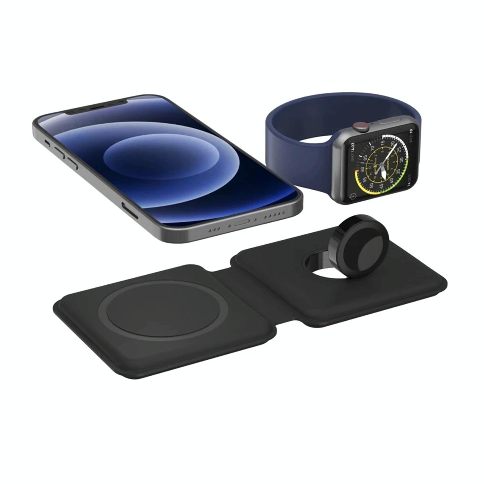 Foldable Dual Wireless Charger For Phones Iwatch Airpods - White 3