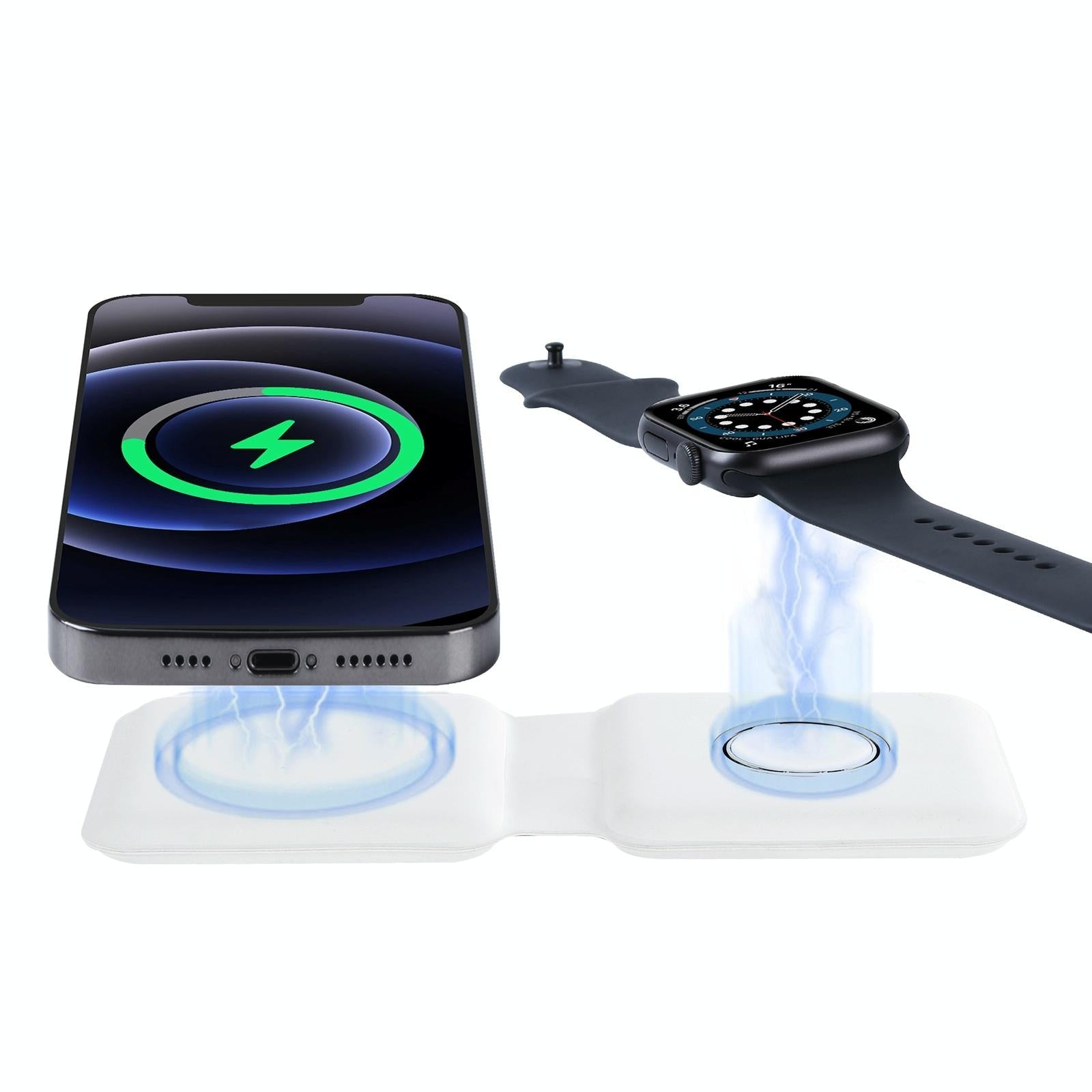 Foldable Dual Wireless Charger For Phones Iwatch Airpods - White 8
