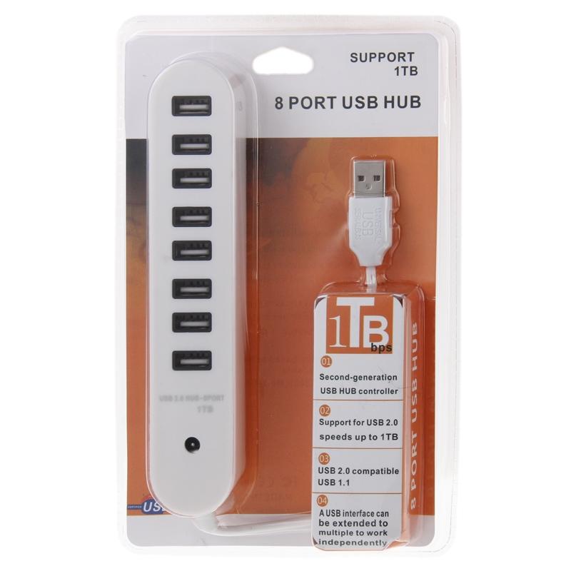 8-Port Portable Usb 2.0 Hub 50Cm Length White 5