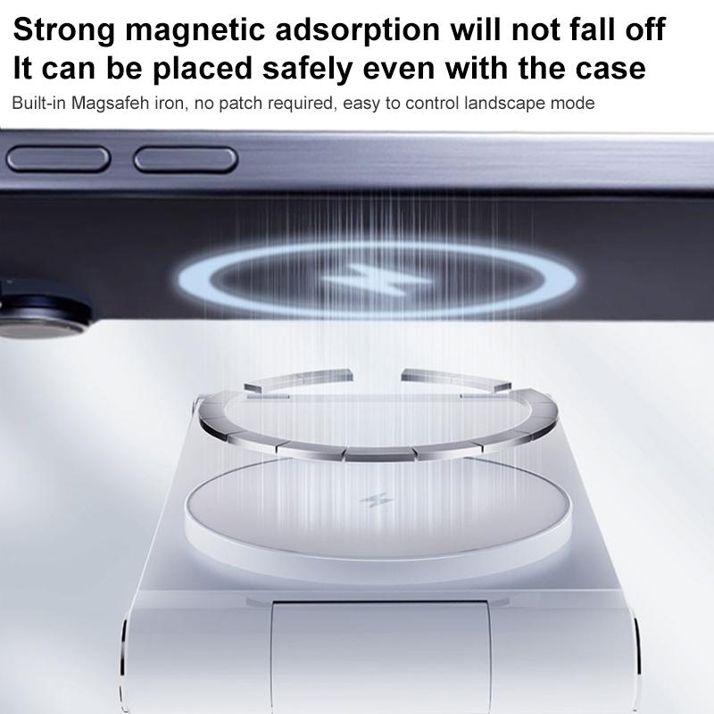 15W 3 In 1 Foldable Desktop Wireless Charger - White 8