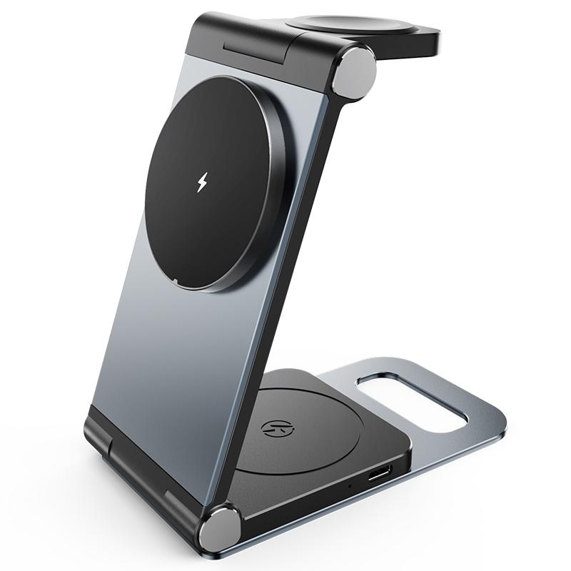 15W 3 In 1 Foldable Desktop Wireless Charger - White 12