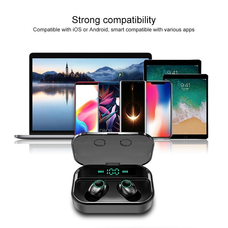 Wireless Stereo Bluetooth Headset with Charging Case and Digital Display - M7 Tws V5.0 - White 7
