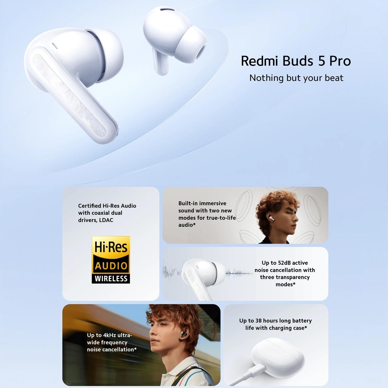 Wireless Redmi Buds 5 Pro Bluetooth Earphones - White 3