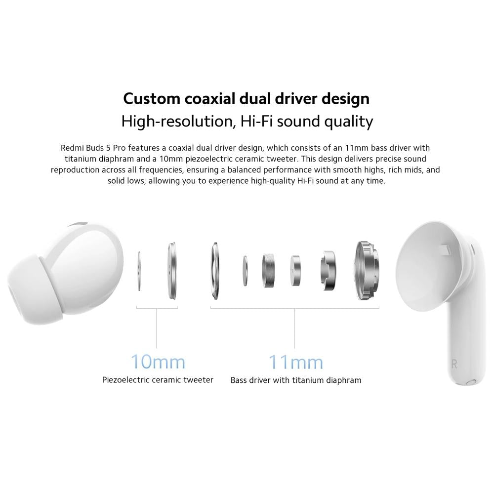 Wireless Redmi Buds 5 Pro Bluetooth Earphones - White 10