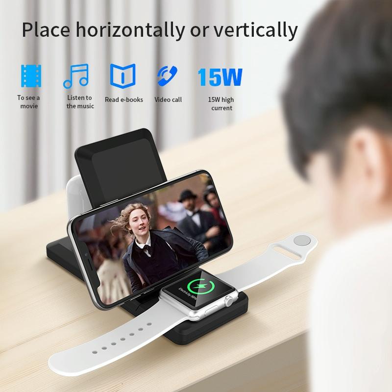 3 In 1 Foldable Wireless Charger For Iphone Iwatch Airpods - White 8