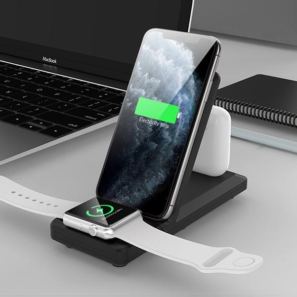 3 In 1 Foldable Wireless Charger For Iphone Iwatch Airpods - White 13