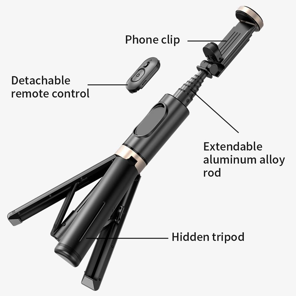 Reinforced Bluetooth Remote Control Selfie Stick with Hidden Design - White 6