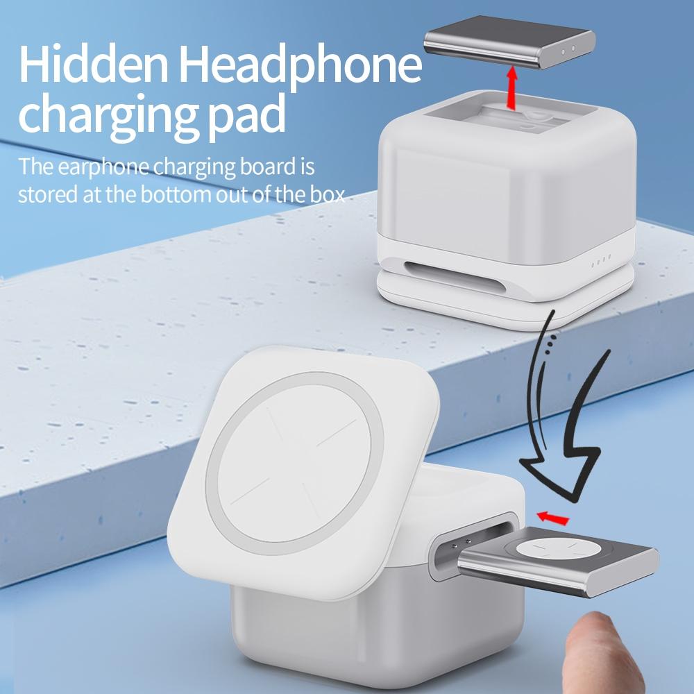 15W 3 In 1 Magnetic Wireless Charger White 4